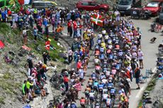 The Tour de France peloton on stage 14