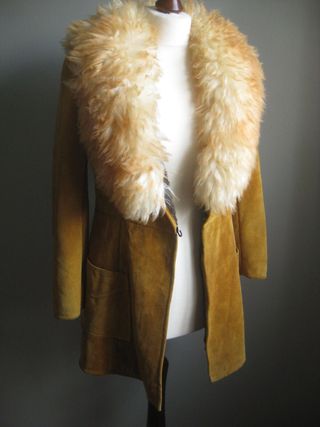 Sheepskin Coat Jacket Shearling Collar Vintage Xs 4 2 Penny Lane Retro Gold Fur