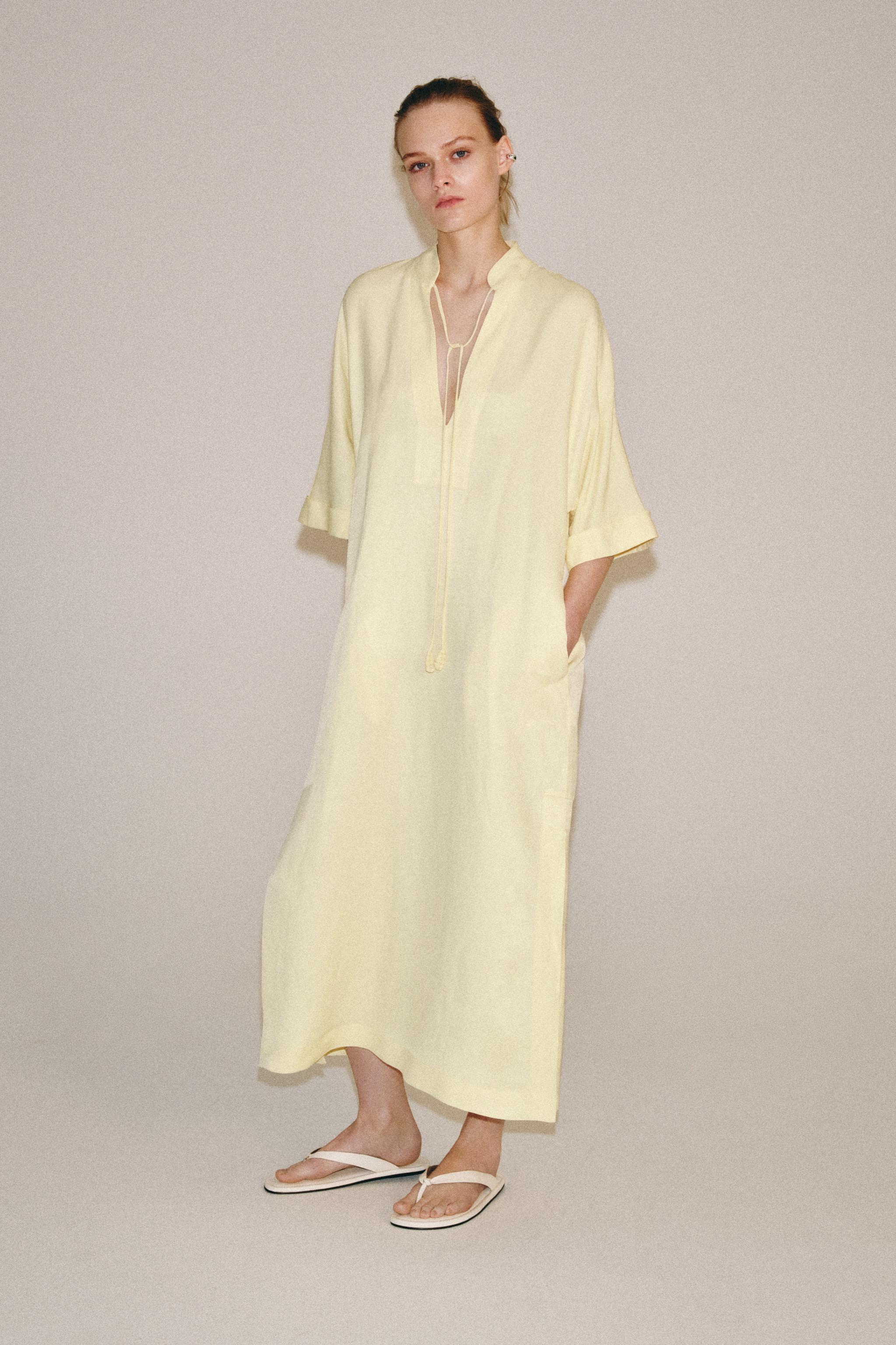 Zw Collection Midi Dress - Yellow - Xs