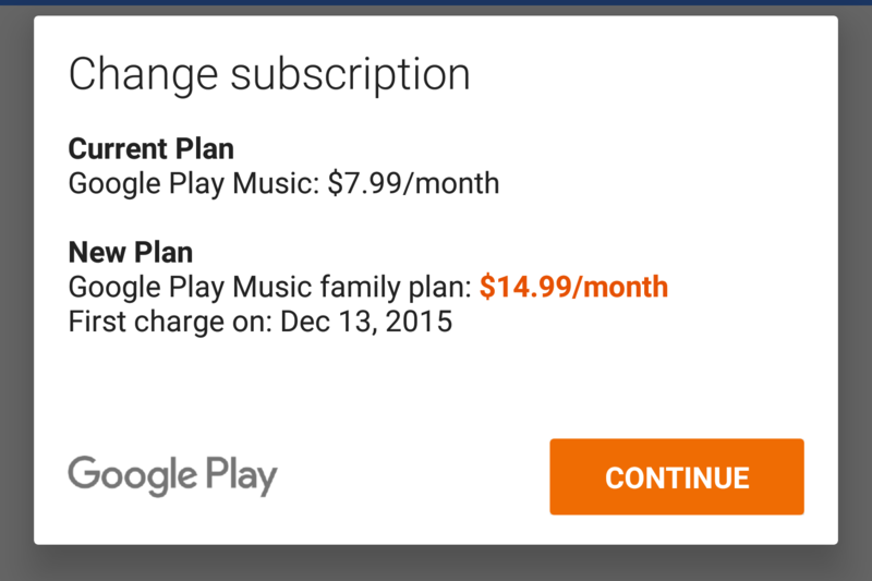 Play Music family plan