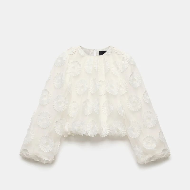Mint Velvet , White Floral Applique Top