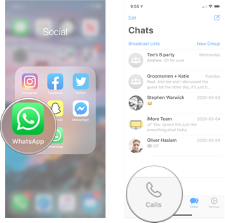 Launching WhatsApp and Making A Call: Launch WhatsApp and then tap the calls tab.