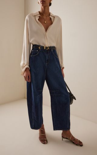 TWP, New Mid-Rise Barrel-Leg Jeans