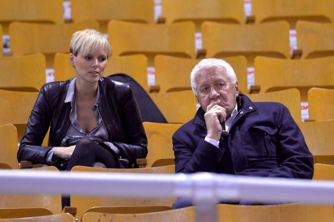Omega Pharma-Quick Step team manager Patrick Lefevere was joined in the stands by assistant press officer Stephanie Clerckx