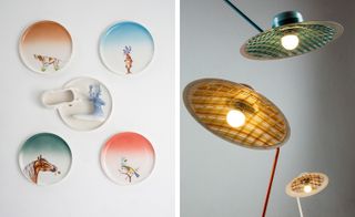 ‘Another Nature’ white ceramic clay, by Inma Bermudez and Giovanni Battista Fatigati and ‘Lido’ lights, by Serena Confalonieri and Abate Zanetti