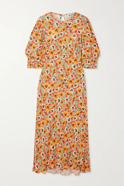 Rixo Jess Floral-Print Crepe Midi Dress