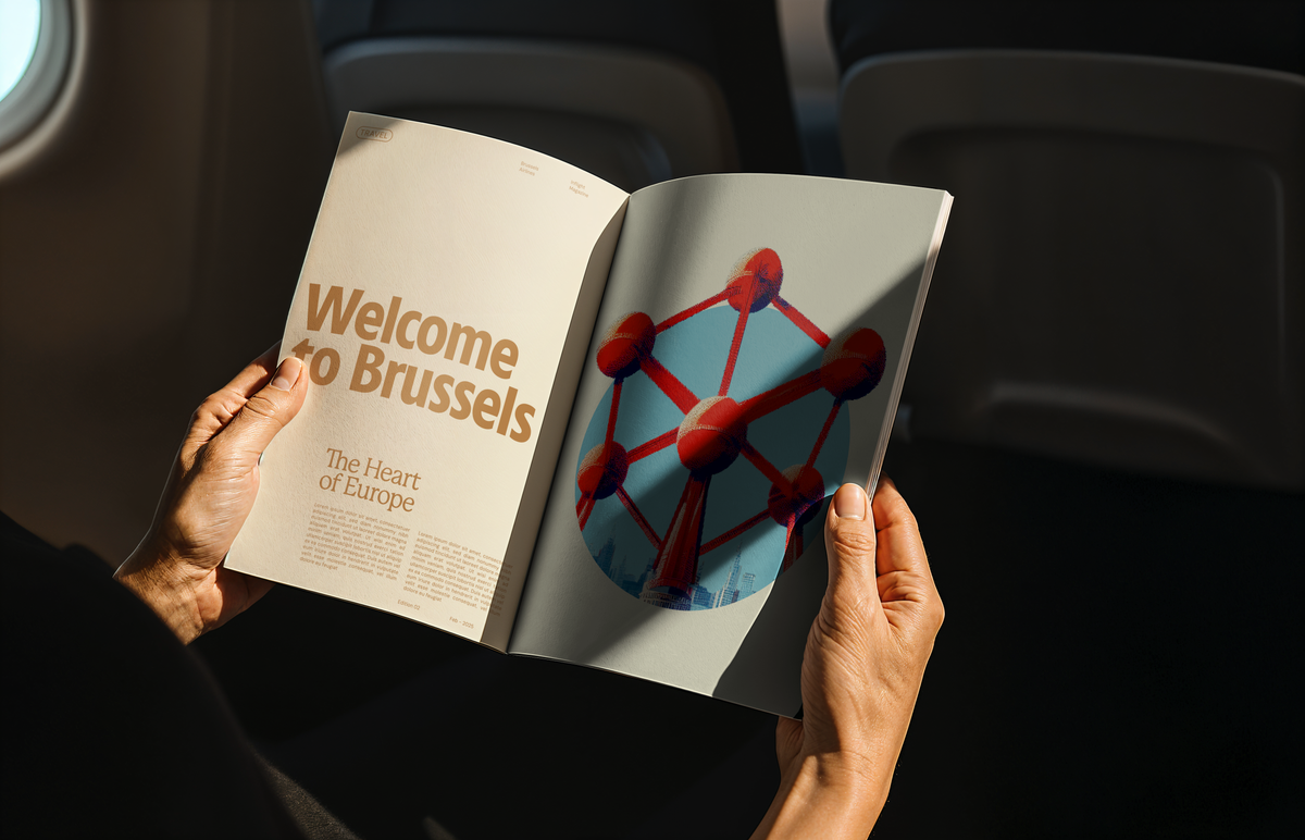 Brussels Airlines new identity in a magazine