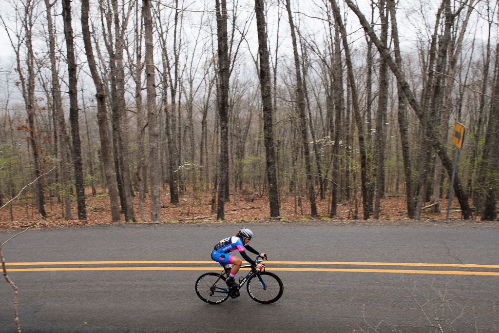 A rider makes their way up the steep coruse