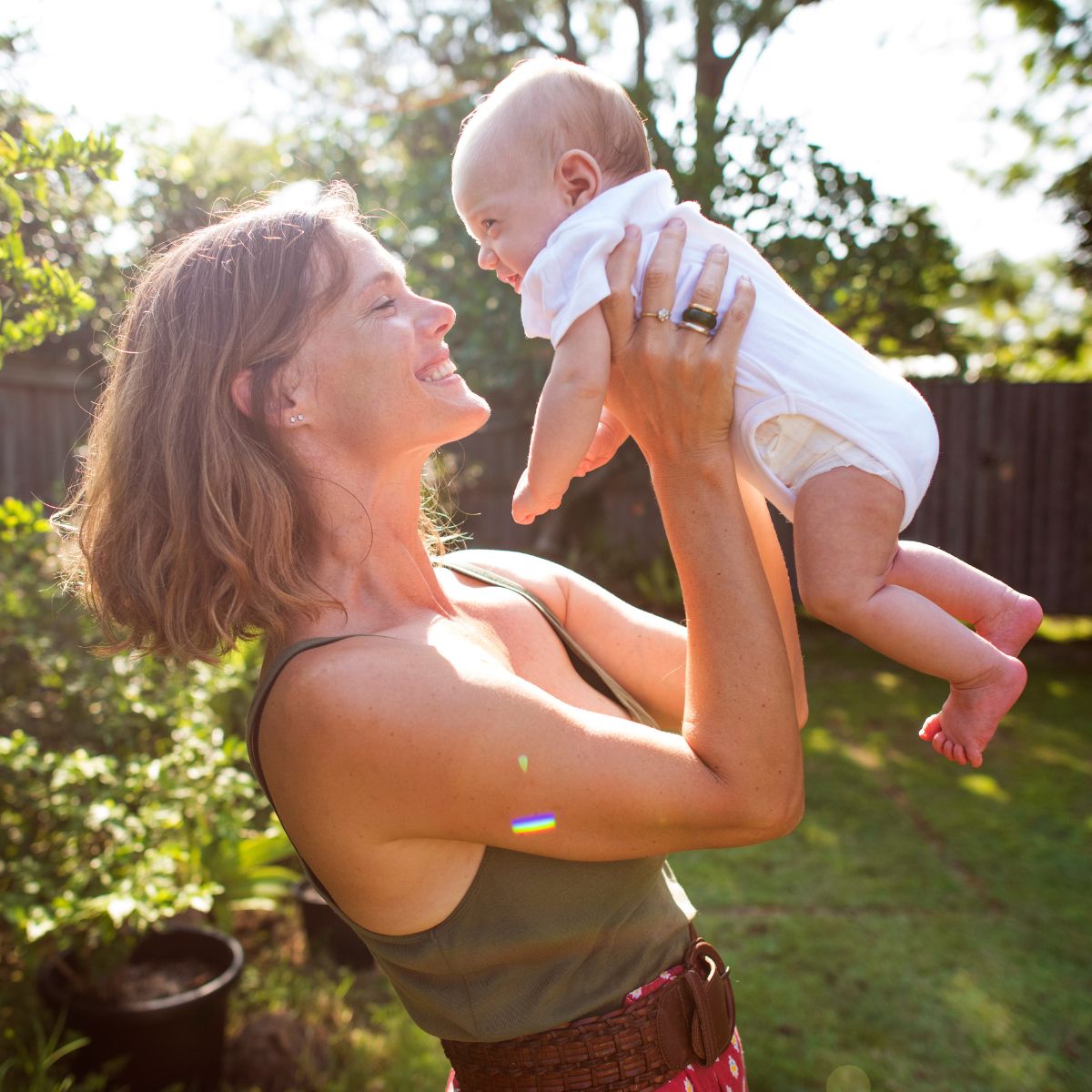 A woman and baby