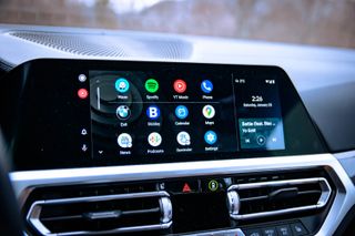 Android Auto screen with apps including waze, spotify and youtube music