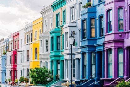 Coloured town houses in Notting Hill, London
