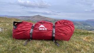 A packed-up MSR Tindheim 2 tent.