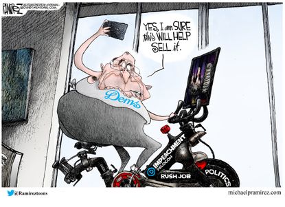 Political Cartoon U.S. Dems Impeachment Cycle Peloton