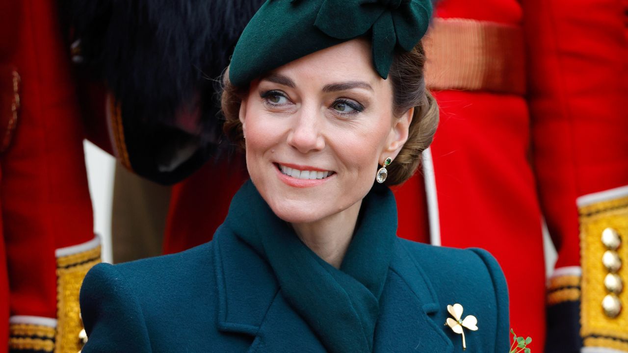 Catherine, Princess of Wales attends the 2025 St Patrick&#039;s Day Parade at Wellington Barracks on March 17, 2025