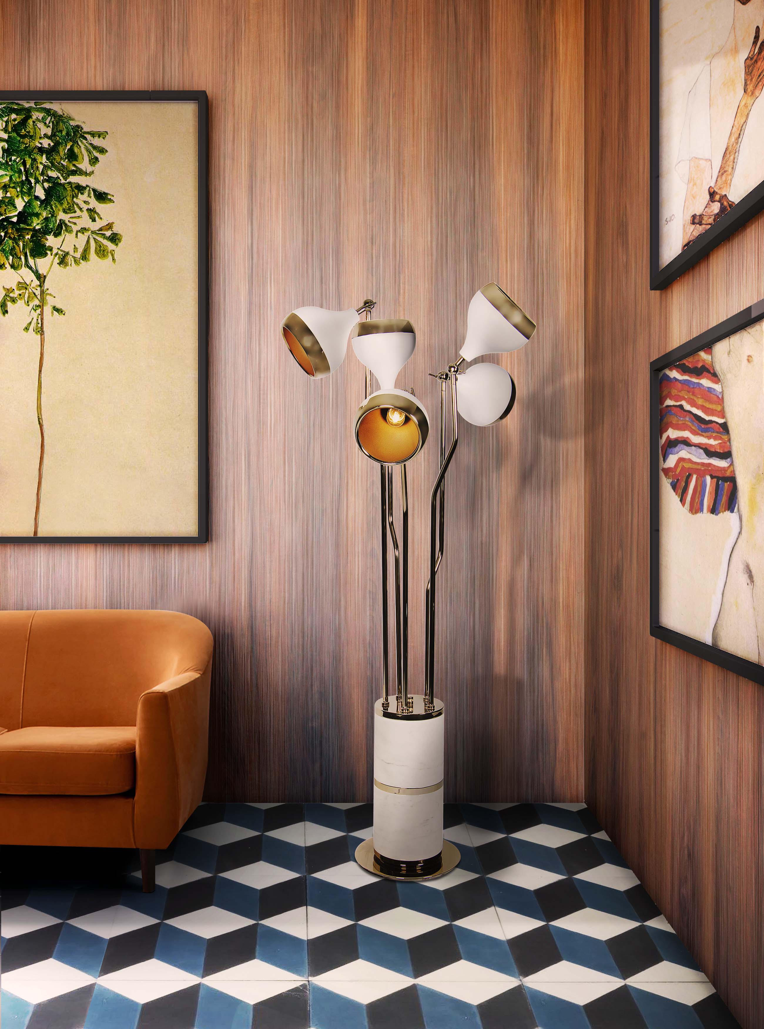 Mid-century modern living room lighting