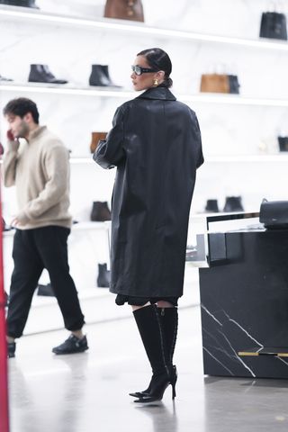 Bella Hadid is seen on January 25, 2025 in New York City where she shopped at the Saint Laurent Store.