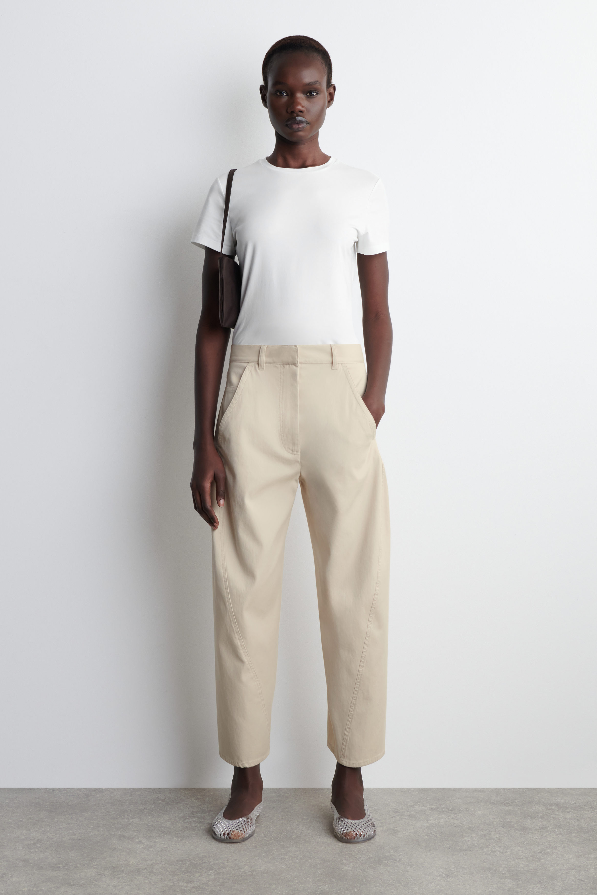 Barrel-Leg Cotton Trousers