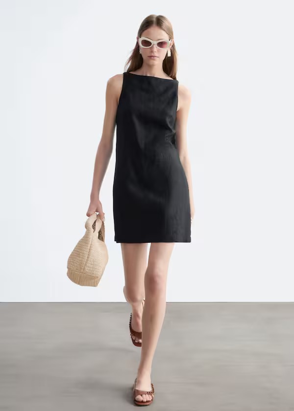Linen Mini Dress - White