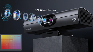 The NexiGo 4K webcam emitting its range.