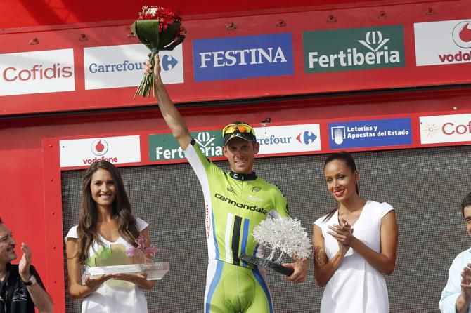 Alessandro De Marchi (Cannondale) celebrates his stage win on the podium