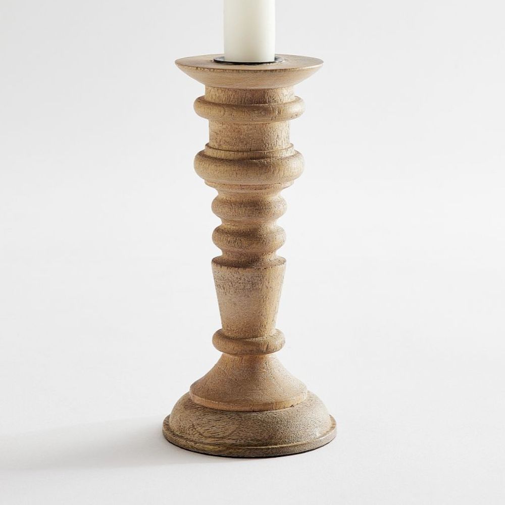 Turned wood candle stick