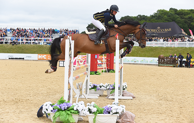 Louise Saywell and Eleanor Archibald during the invitational Mini Major Relay during the Equerry Bolesworth International Horse Show at Bolesworth Castle near Chester in Cheshire in the UK on 17th June 2018