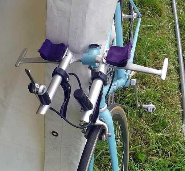 You can't buy this aero bar setup. Obree built it himself from a single block of aluminum.