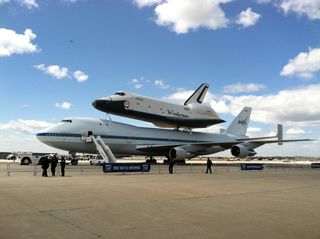 SCA Carrying Shuttle Enterprise Safely Down at JFK Airport