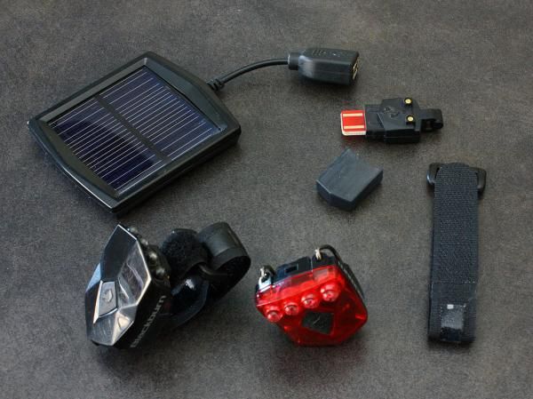 The complete Blackburn Flea USB+Solar kit is expensive at US$39.99 (front or rear) but heavy users will quickly make that up in saved battery costs and the solar charger can be used for other devices, too