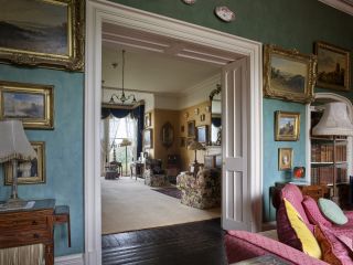 Leighton hall view into the drawing room