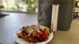 Ninja DoubleStack Air Fryer making roasted vegetables