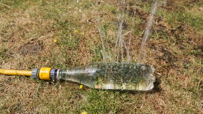 A soda water bottle diy sprinkler system