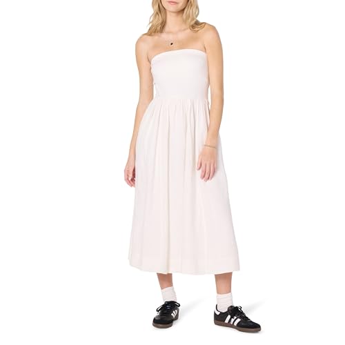 Drop Hellen off-shoulder mixed media dress, white, S