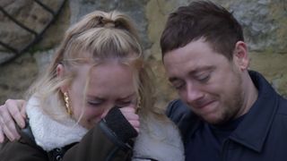 Matty and Amy are devastated as they say goodbye to Kyle in Emmerdale