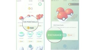 Tap a Poké Ball pack, tap Exchange For