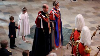 TOPSHOT - Britain's Prince William, Prince of Wales, Britain's Catherine, Princess of Wales, Britain's Princess Charlotte of Wales and Britain's Prince Louis of Wales arrive at Westminster Abbey in central London on May 6, 2023, ahead of the coronations of Britain's King Charles III and Britain's Camilla, Queen Consort. The set-piece coronation is the first in Britain in 70 years, and only the second in history to be televised. Charles will be the 40th reigning monarch to be crowned at the central London church since King William I in 1066. Outside the UK, he is also king of 14 other Commonwealth countries, including Australia, Canada and New Zealand. Camilla, his second wife, will be crowned queen alongside him, and be known as Queen Camilla after the ceremony. (Photo by PHIL NOBLE / POOL / AFP)