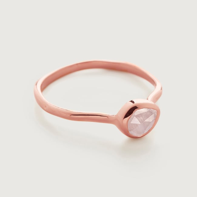 Rose Gold Vermeil Siren Gemstone Small Ring - Rose Quartz