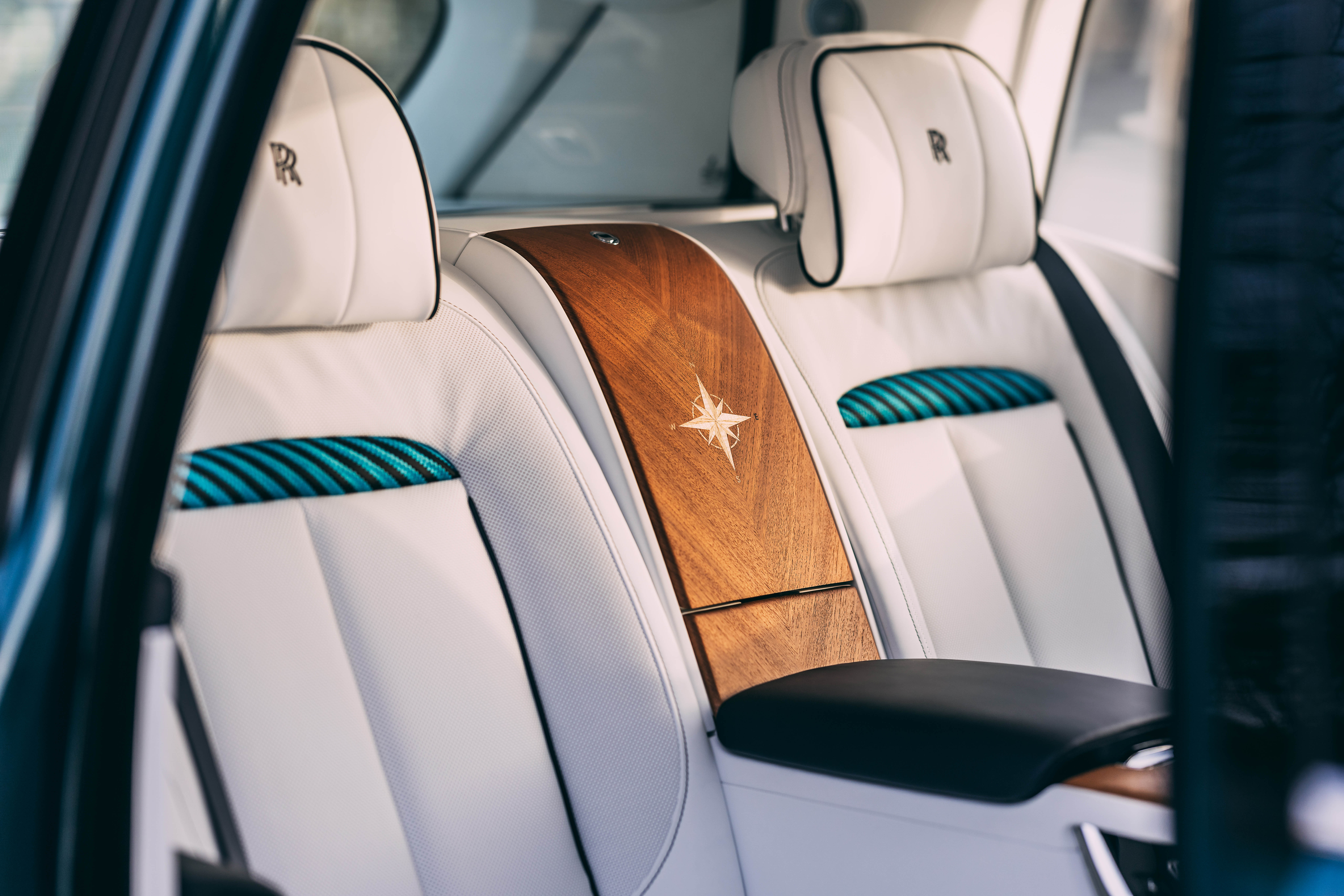 Interior details of the Rolls-Royce East. very woody and yachty