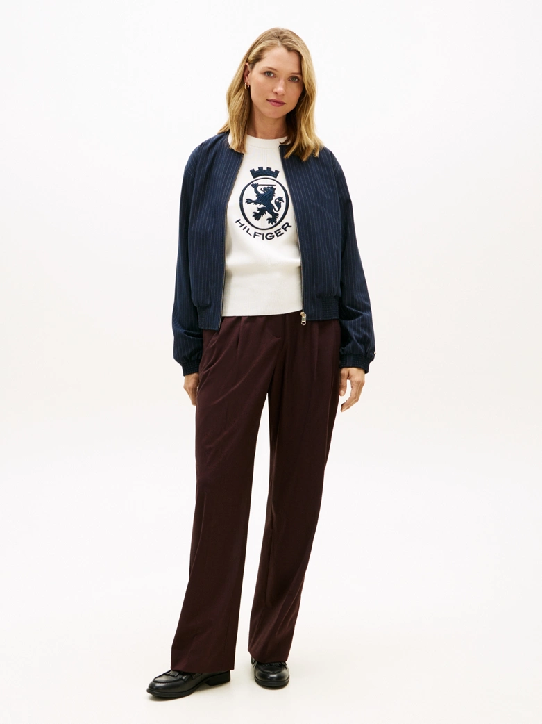 Relaxed Straight Leg Flannel Trousers