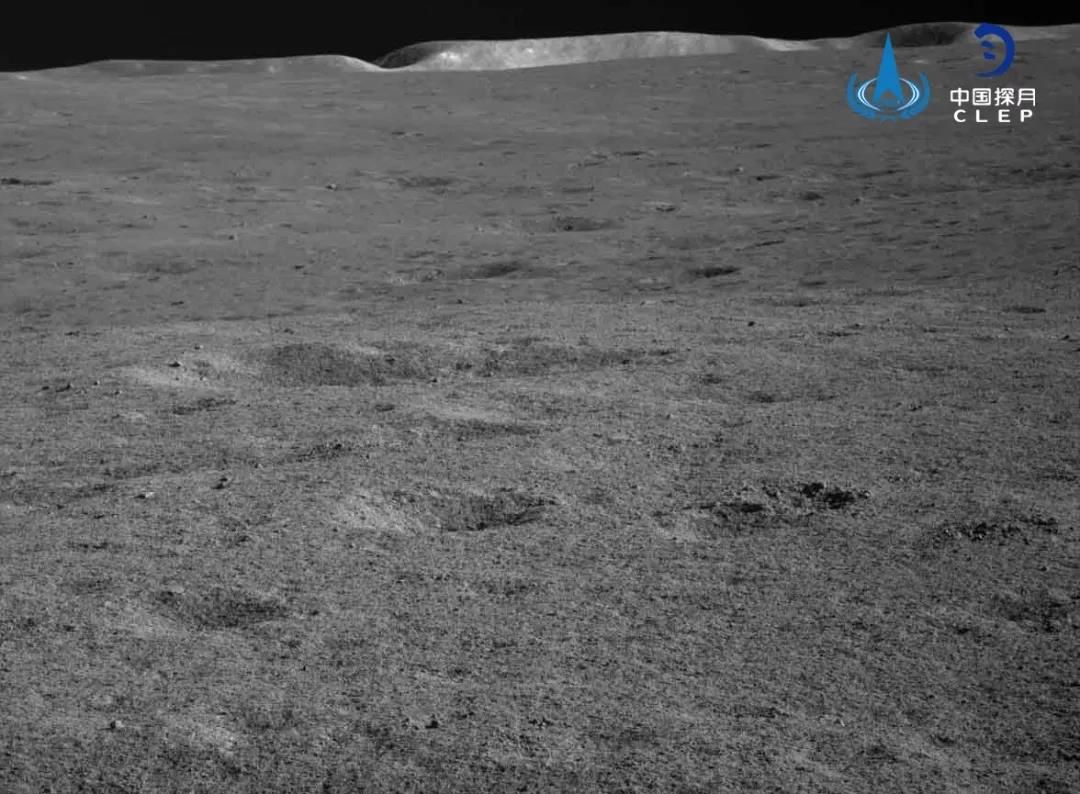 A view of the lunar surface from the Chang'e-4 mission's landing site.