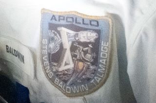 The design is the same but the names have changed on the Apollo 10 crew patch in Ronald D. Moore's "For All Mankind."