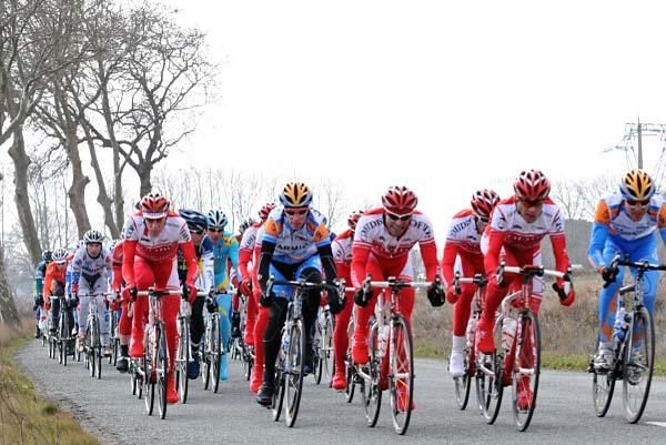 The red and white of Cofidis were everywhere at the front.