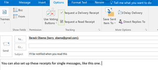 does outlook read receipt 2016 work with gmail