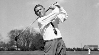 Horton Smith takes a shot at the 1934 Masters