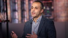 Databricks CEO and co-founder Ali Ghodsi pictured speaking during a Bloomberg Technology television interview.