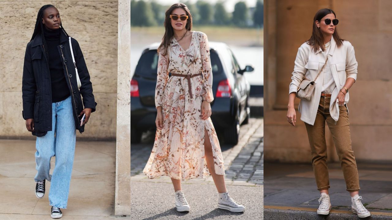 three women demonstrating how to wear high top converse