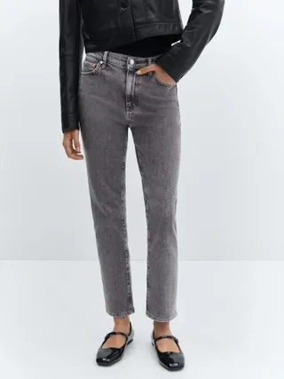 Mango Claudia Ankle Grazer Jeans, Open Grey