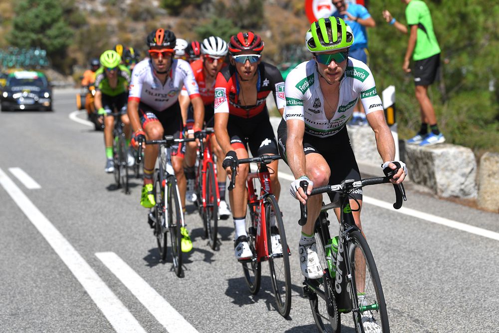 Ben King leads the breakaway during stage 9 at the Vuelta