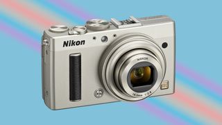 The Nikon Coolpix A on a colorful background