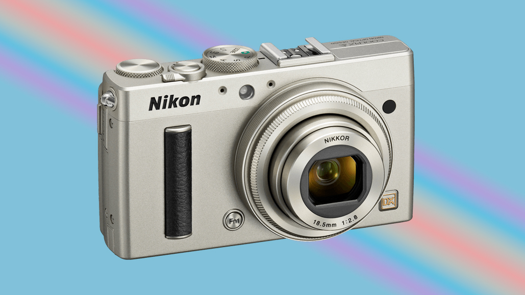 The Nikon Coolpix A on a colorful background